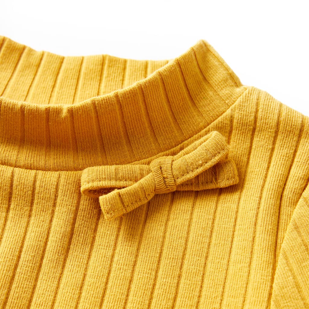 Kids' T-shirt with Long Sleeves Rib-knit Dark Ochre 104