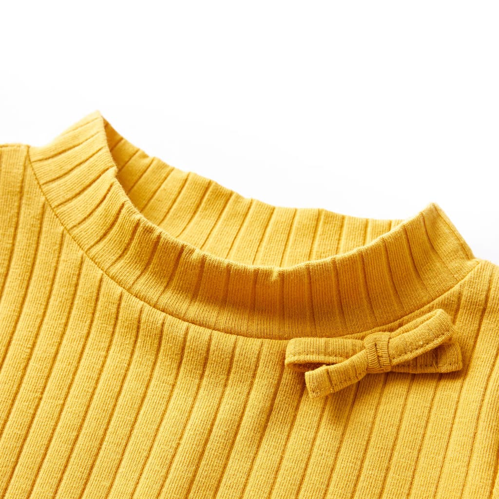 Kids' T-shirt with Long Sleeves Rib-knit Dark Ochre 116