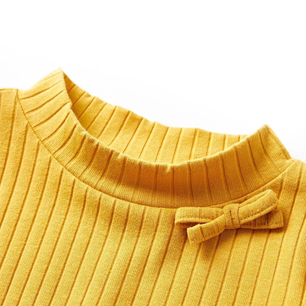 Kids' T-shirt with Long Sleeves Rib-knit Dark Ochre 140