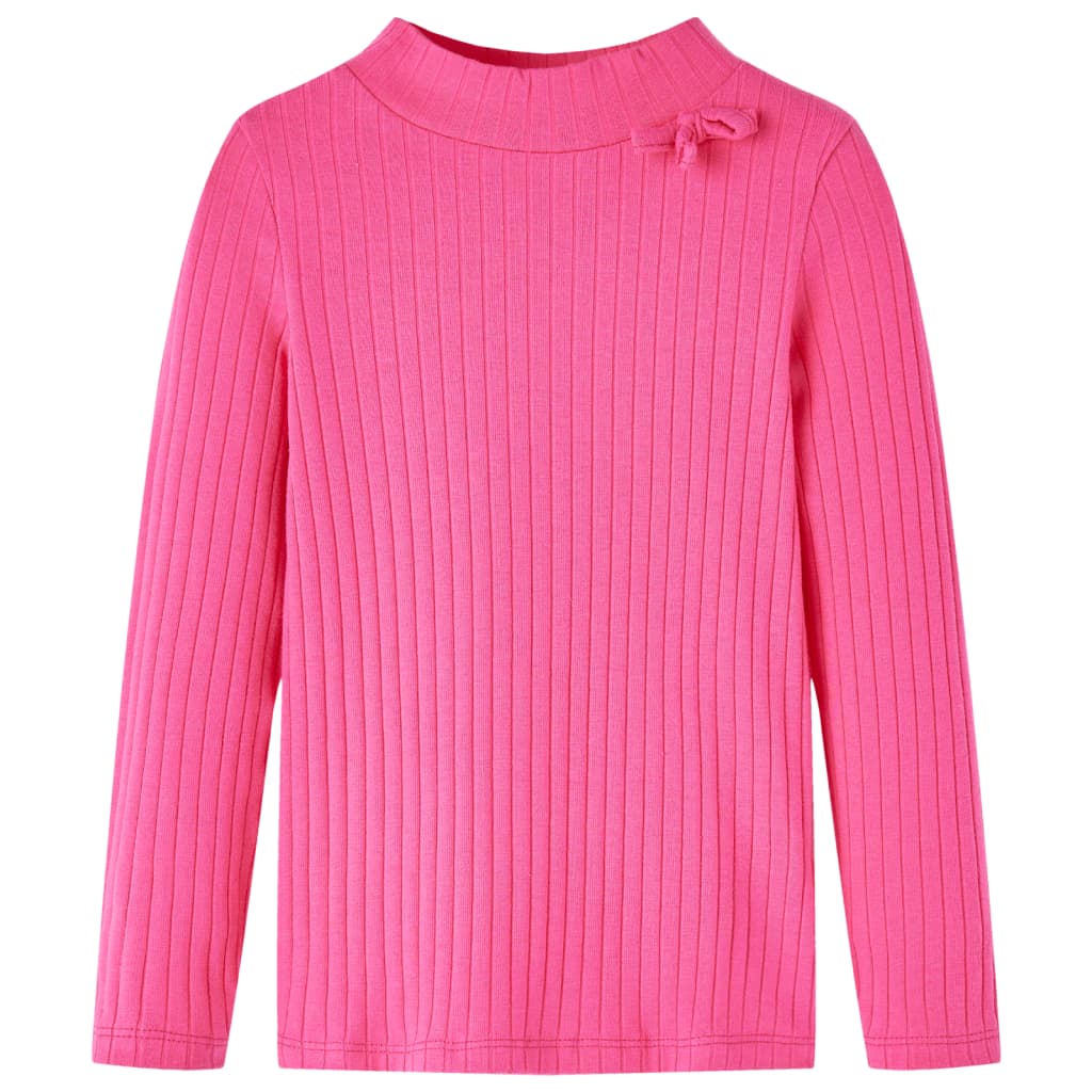 Kids' T-shirt with Long Sleeves Rib-knit Bright Pink 92