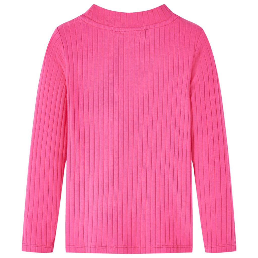 Kids' T-shirt with Long Sleeves Rib-knit Bright Pink 92