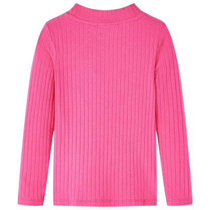 Kids' T-shirt with Long Sleeves Rib-knit Bright Pink 92