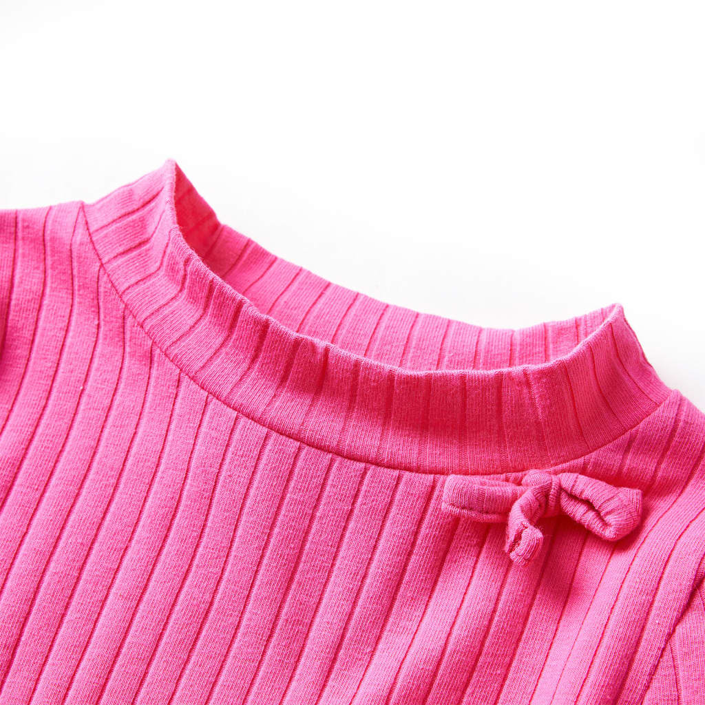 Kids' T-shirt with Long Sleeves Rib-knit Bright Pink 92