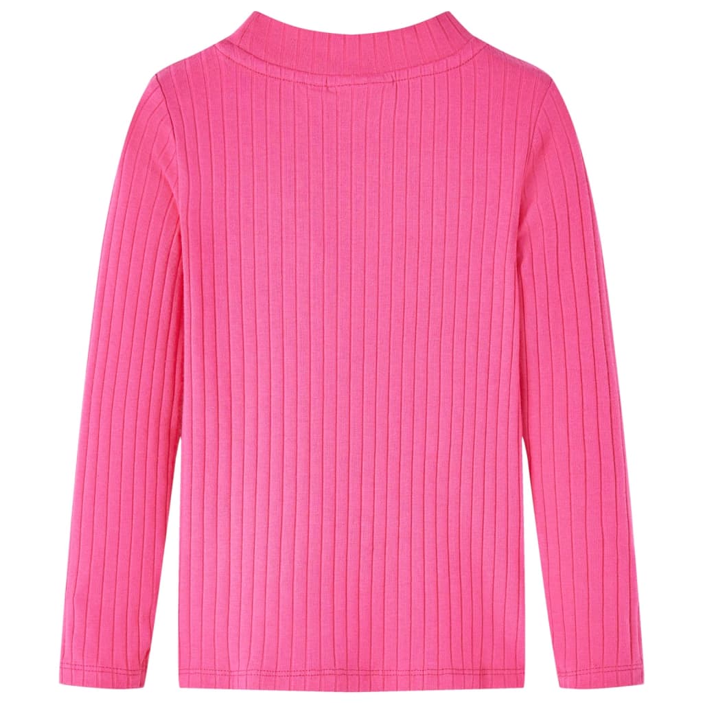 Kids' T-shirt with Long Sleeves Rib-knit Bright Pink 104