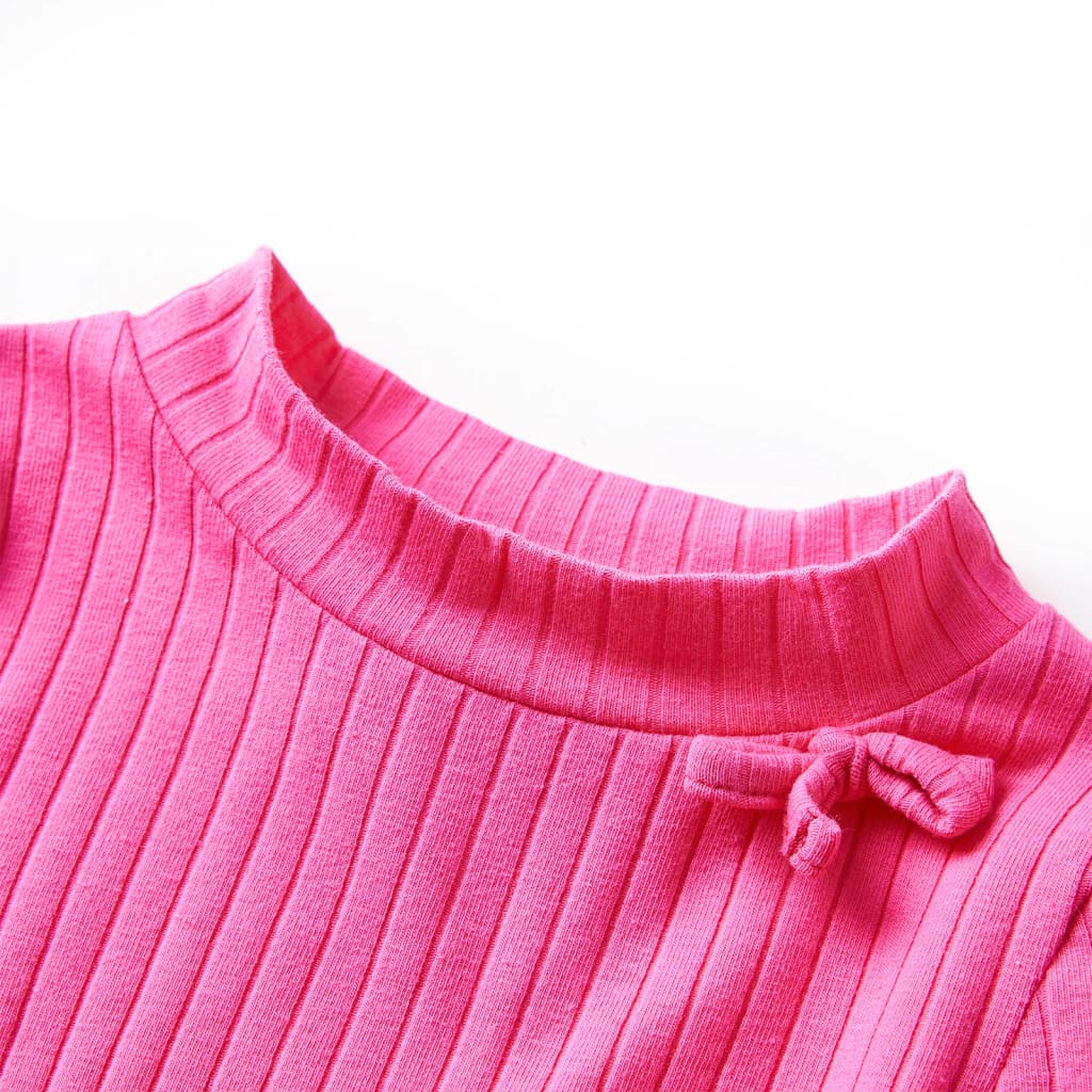 Kids' T-shirt with Long Sleeves Rib-knit Bright Pink 104