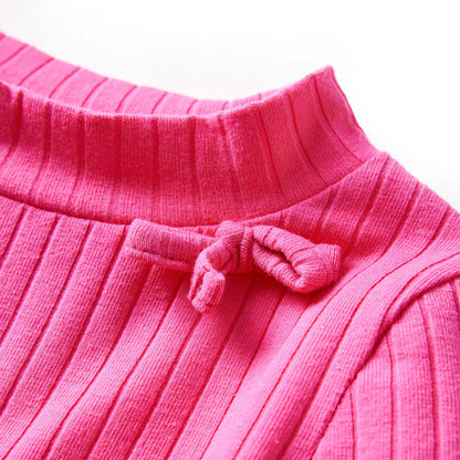 Kids' T-shirt with Long Sleeves Rib-knit Bright Pink 104