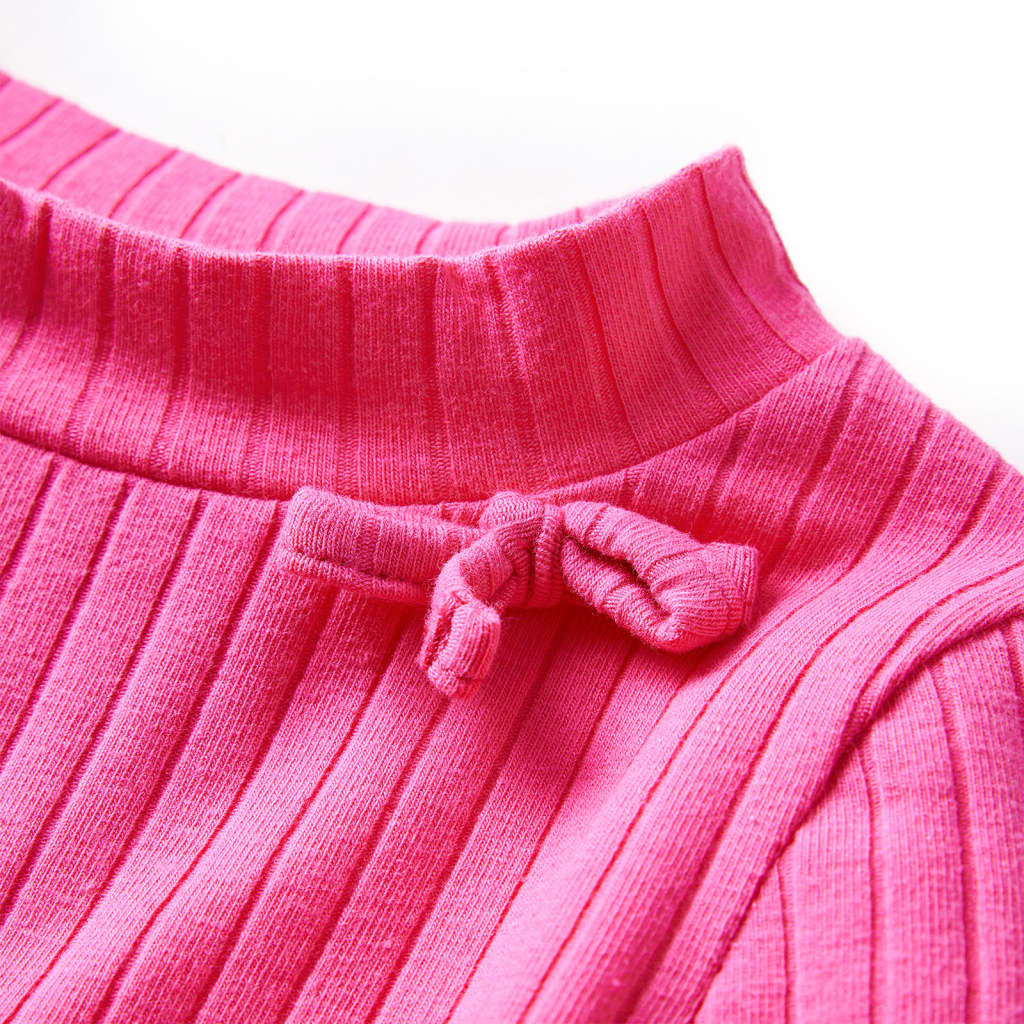 Kids' T-shirt with Long Sleeves Rib-knit Bright Pink 116