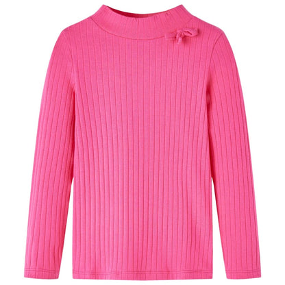 Kids' T-shirt with Long Sleeves Rib-knit Bright Pink 140