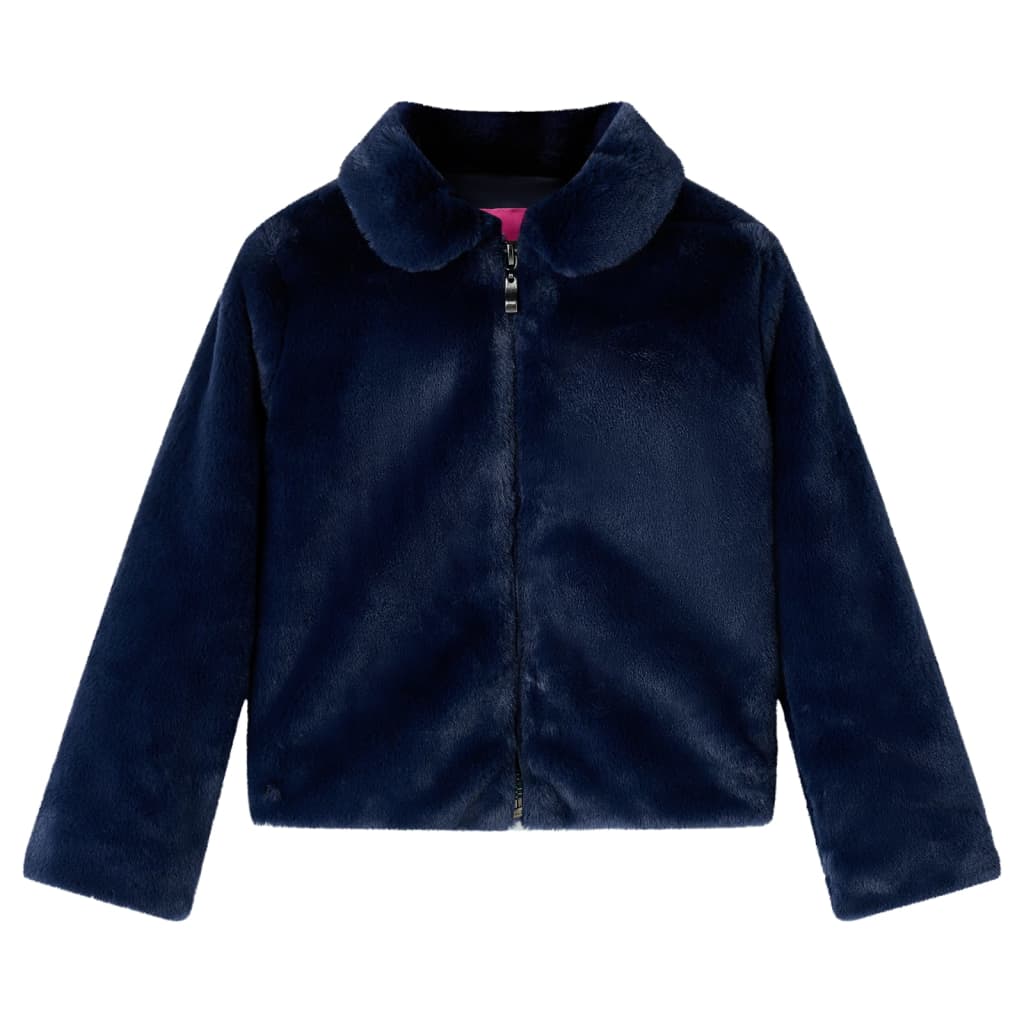 Kids' Coat Faux Fur Navy 116