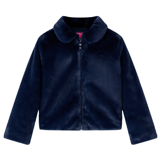 Kids' Coat Faux Fur Navy 128