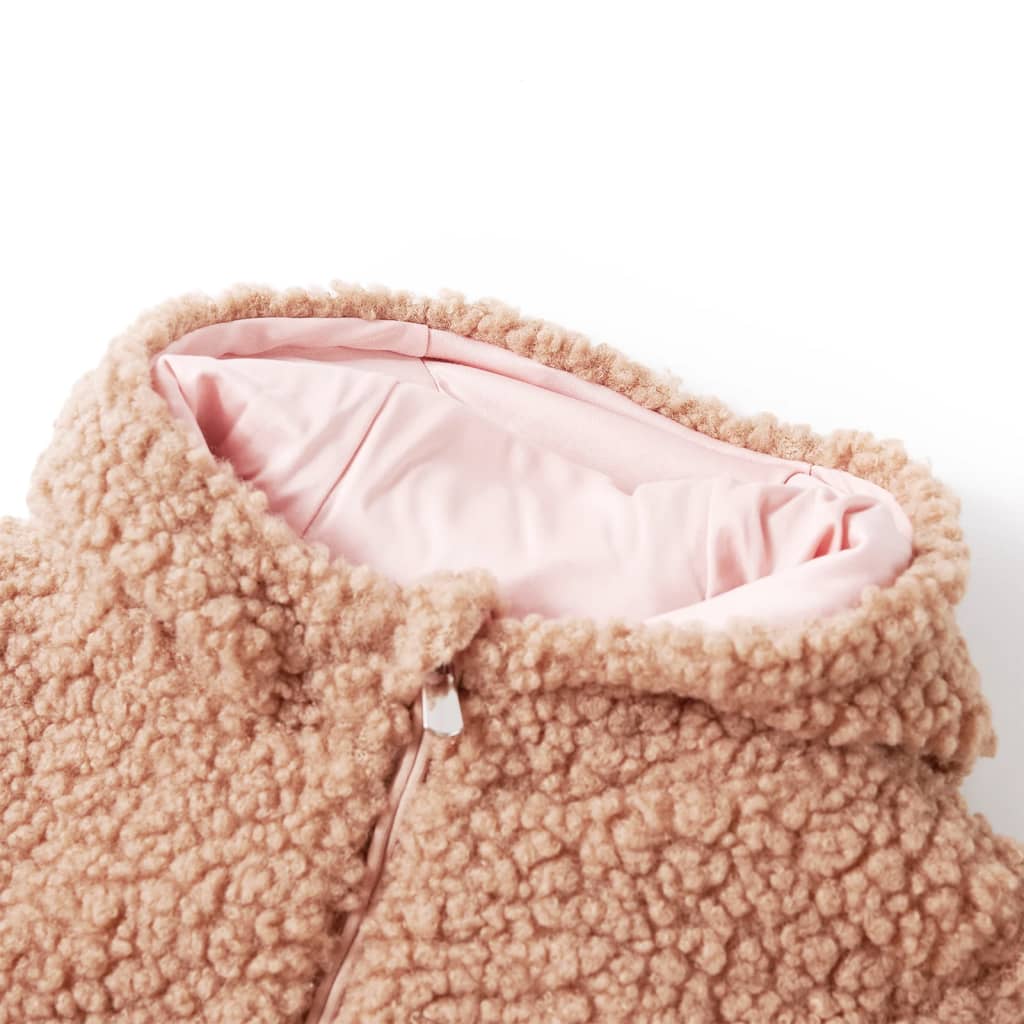 Kids' Hooded Jacket Teddy Faux Fur Light Cognac 104