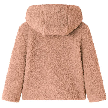 Kids' Hooded Jacket Teddy Faux Fur Light Cognac 116