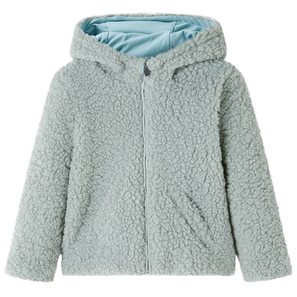 Kids' Hooded Jacket Teddy Faux Fur Mint Green 104