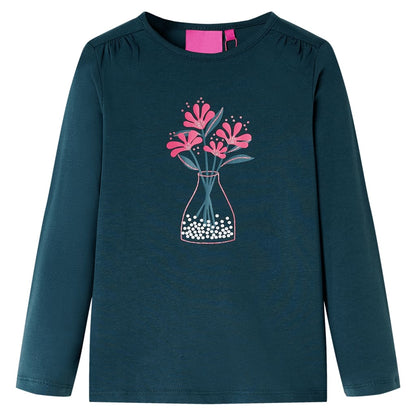 Kids' T-shirt with Long Sleeves Dark Green 116