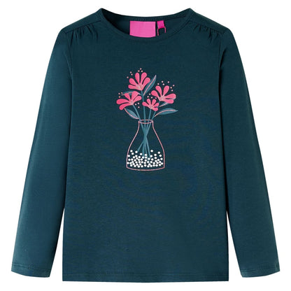 Kids' T-shirt with Long Sleeves Dark Green 128