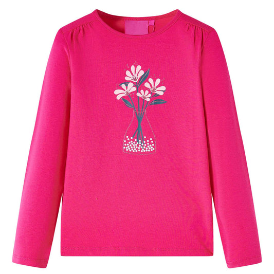 Kids' T-shirt with Long Sleeves Bright Pink 92