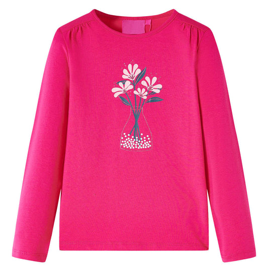 Kids' T-shirt with Long Sleeves Bright Pink 140