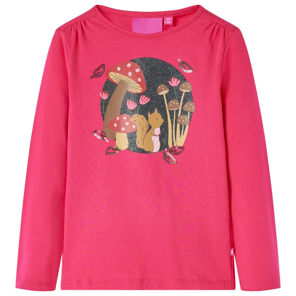 Kids' T-shirt with Long Sleeves Bright Pink 92