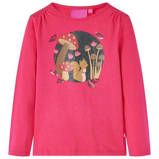 Kids' T-shirt with Long Sleeves Bright Pink 128