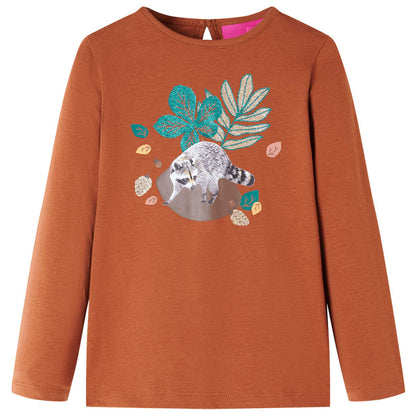 Kids' T-shirt with Long Sleeves Cognac 92