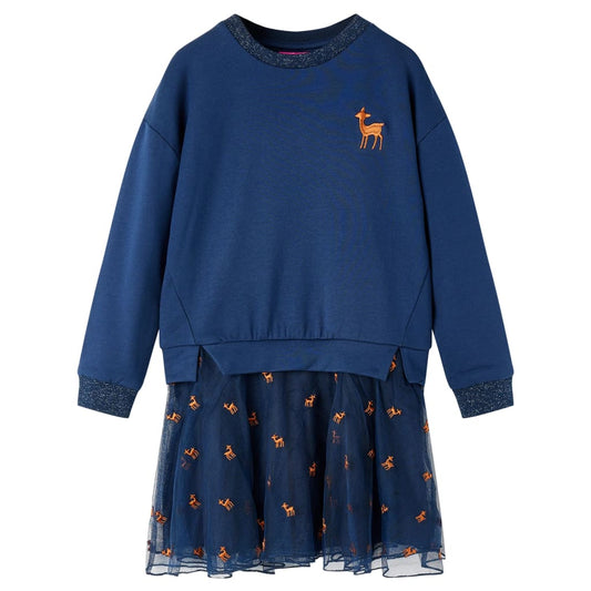 Kids' Dress with Long Sleeves Navy 92