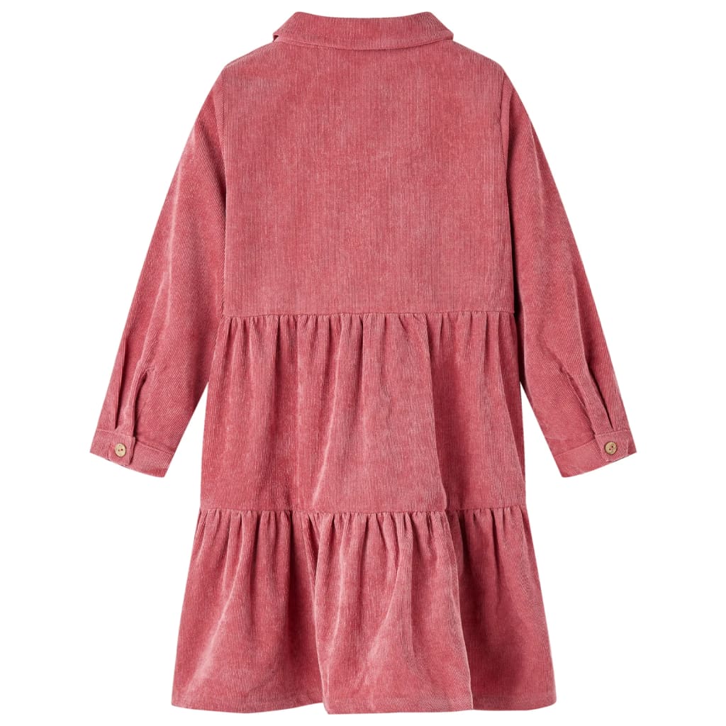 Kids' Dress with Long Sleeves Corduroy Old Pink 140