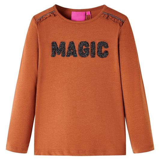 Kids' T-shirt with Long Sleeves Cognac 128