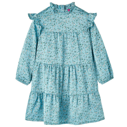 Kids' Dress with Long Sleeves Blue 140