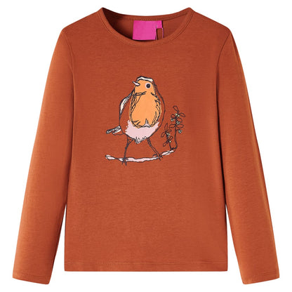 Kids' T-shirt with Long Sleeves Cognac 104