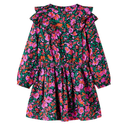 Kids' Dress with Long Sleeves Bright Pink 104