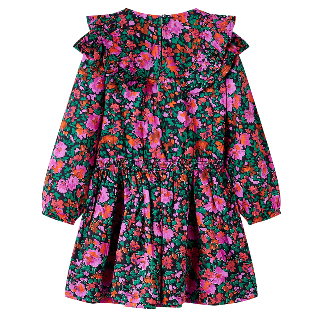 Kids' Dress with Long Sleeves Bright Pink 104