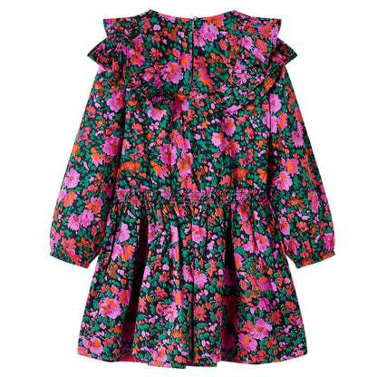 Kids' Dress with Long Sleeves Bright Pink 128