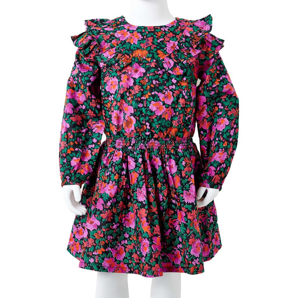 Kids' Dress with Long Sleeves Bright Pink 128