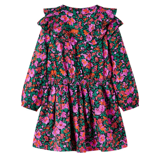 Kids' Dress with Long Sleeves Bright Pink 140