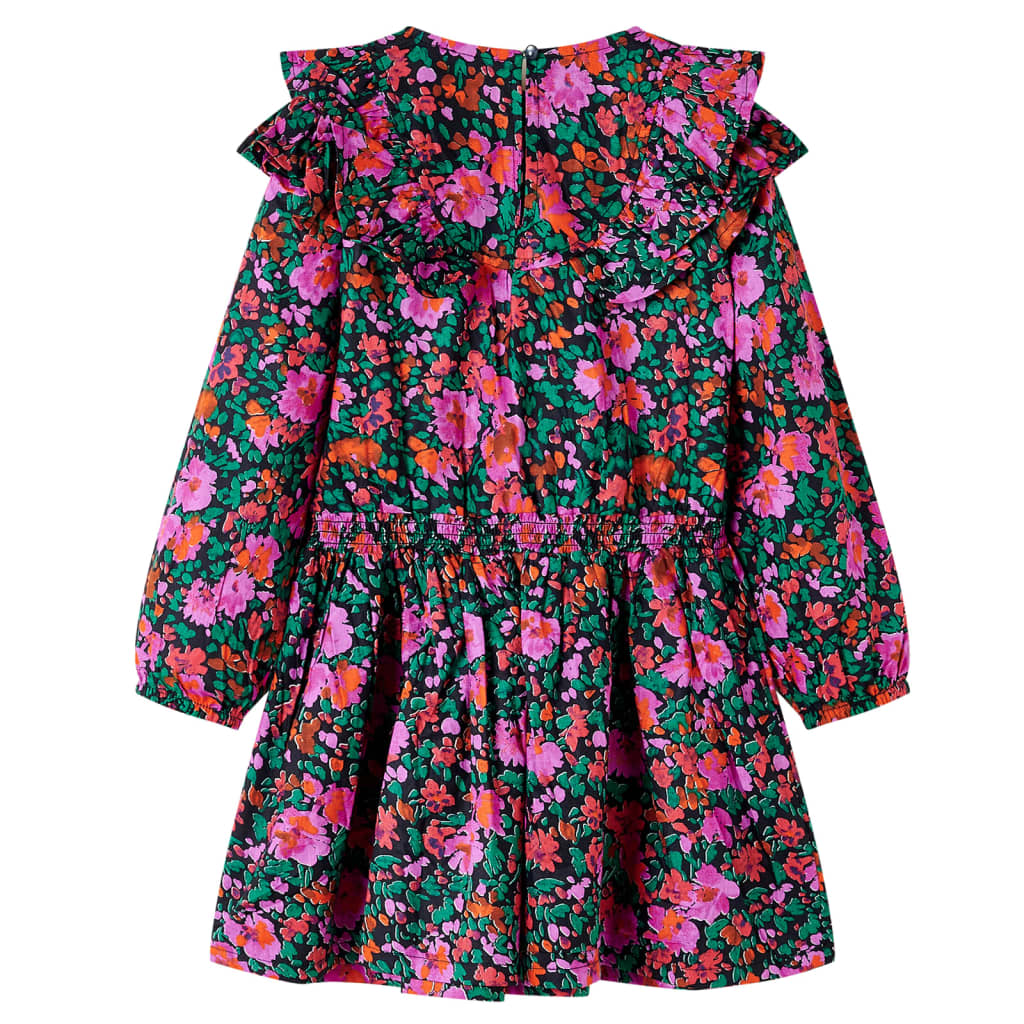 Kids' Dress with Long Sleeves Bright Pink 140