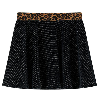 Kids' Skirt with Leopard Waistband Black 116