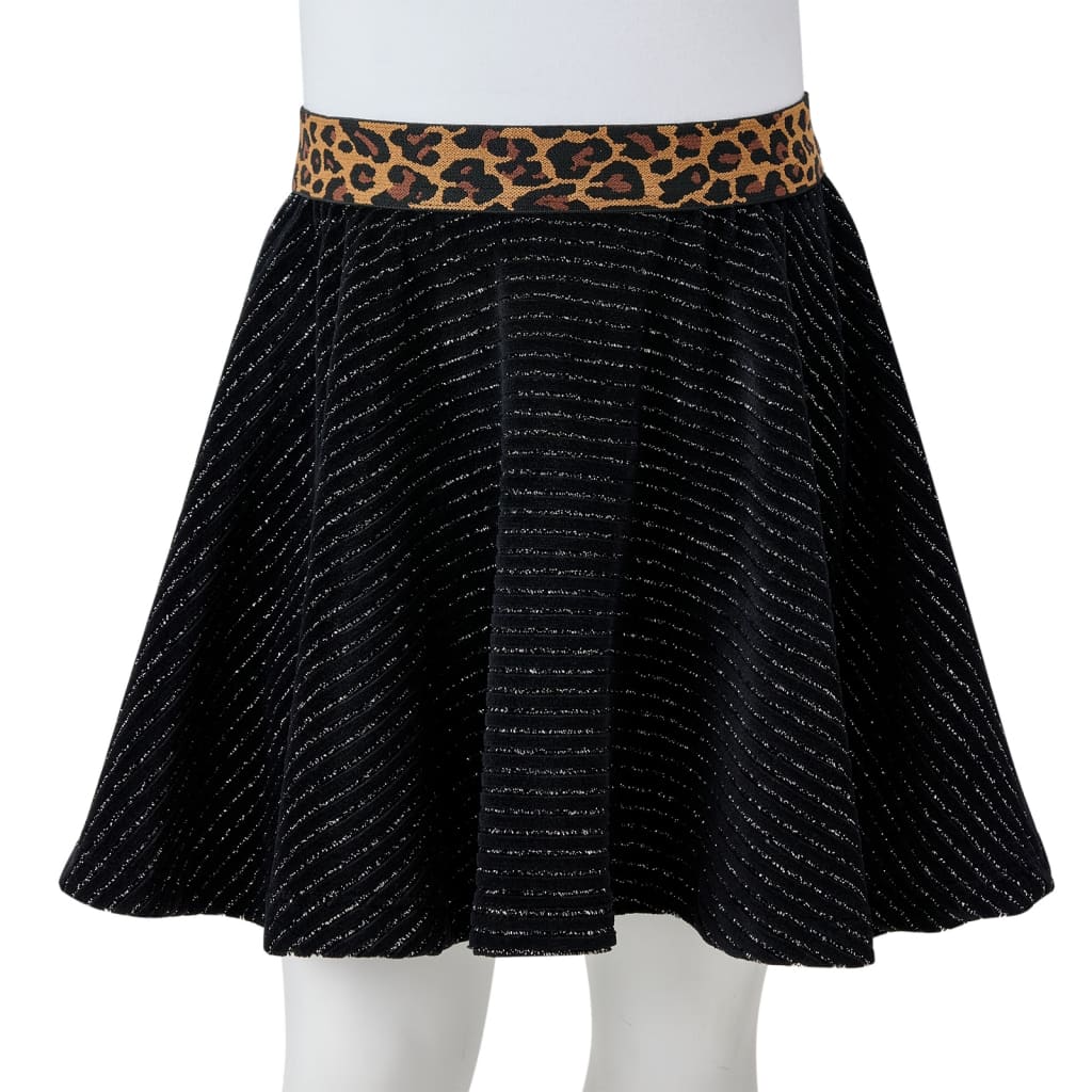 Kids' Skirt with Leopard Waistband Black 116