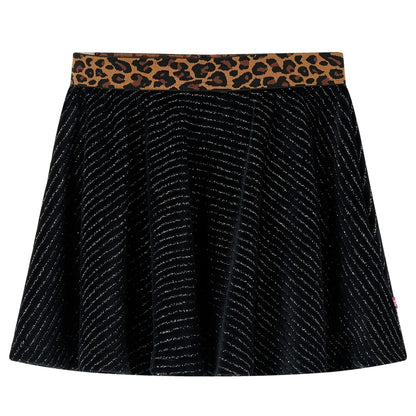 Kids' Skirt with Leopard Waistband Black 128