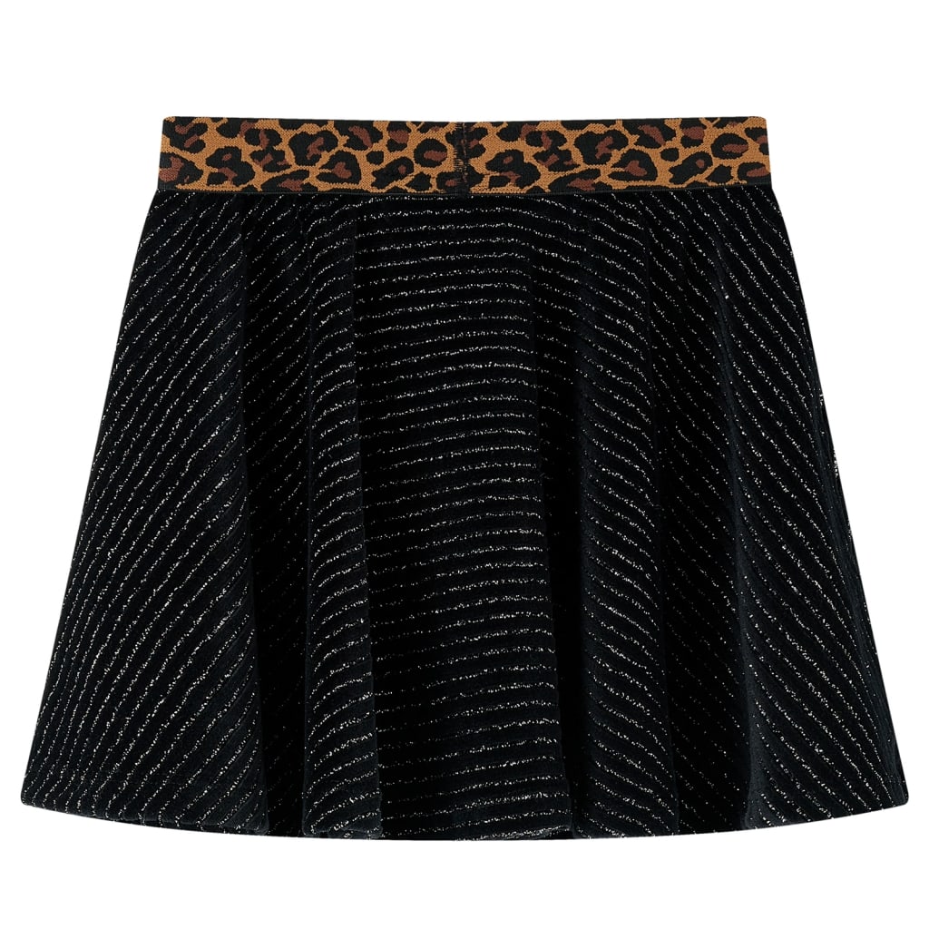 Kids' Skirt with Leopard Waistband Black 128