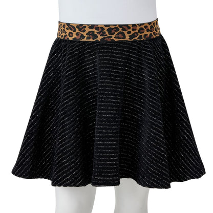 Kids' Skirt with Leopard Waistband Black 128