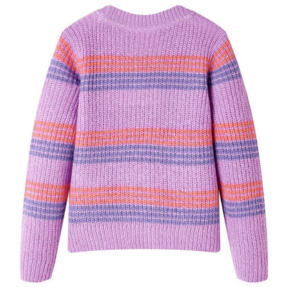 Kids' Sweater Stripes Knitted Lilac and Pink 116