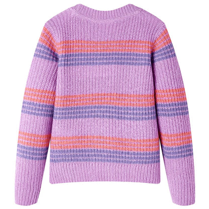 Kids' Sweater Stripes Knitted Lilac and Pink 128