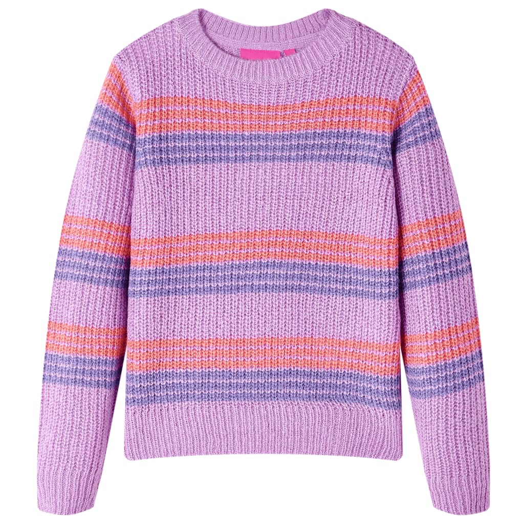 Kids' Sweater Stripes Knitted Lilac and Pink 140