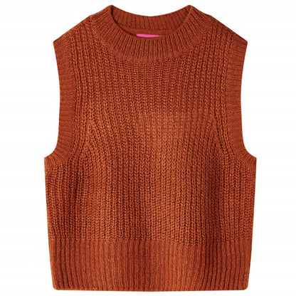 Kids' Sweater Vest Knitted Cognac 140