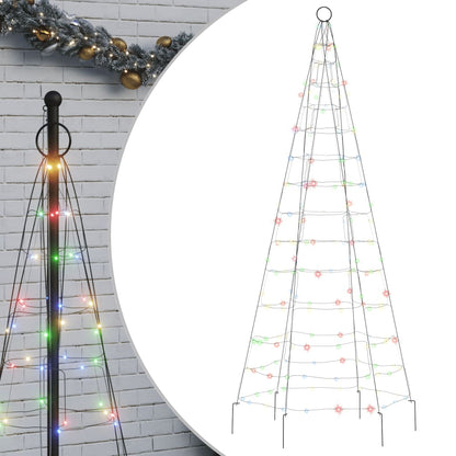 Christmas Tree Light on Flagpole 200 LEDs Colourful 180 cm