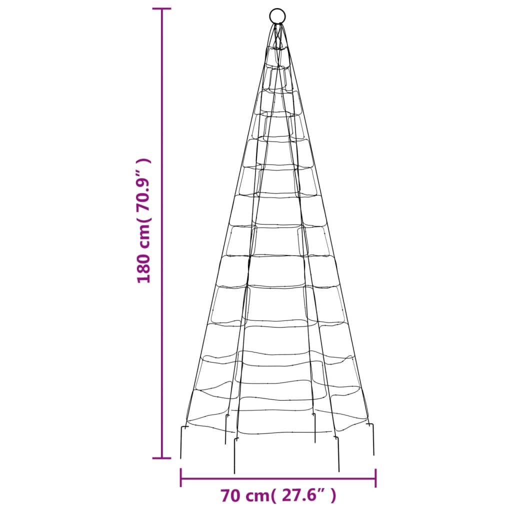 Christmas Tree Light on Flagpole 200 LEDs Colourful 180 cm