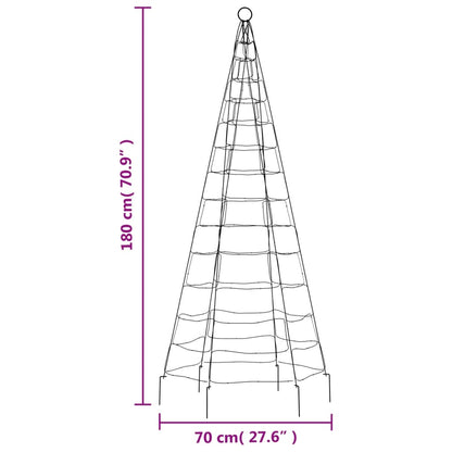 Christmas Tree Light on Flagpole 200 LEDs Colourful 180 cm