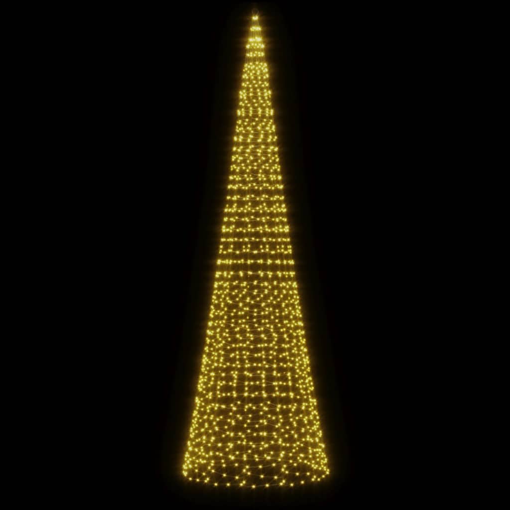 Christmas Tree Light on Flagpole 1534 LEDs Warm White 500 cm