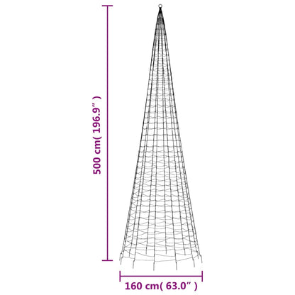 Christmas Tree Light on Flagpole 1534 LEDs Warm White 500 cm