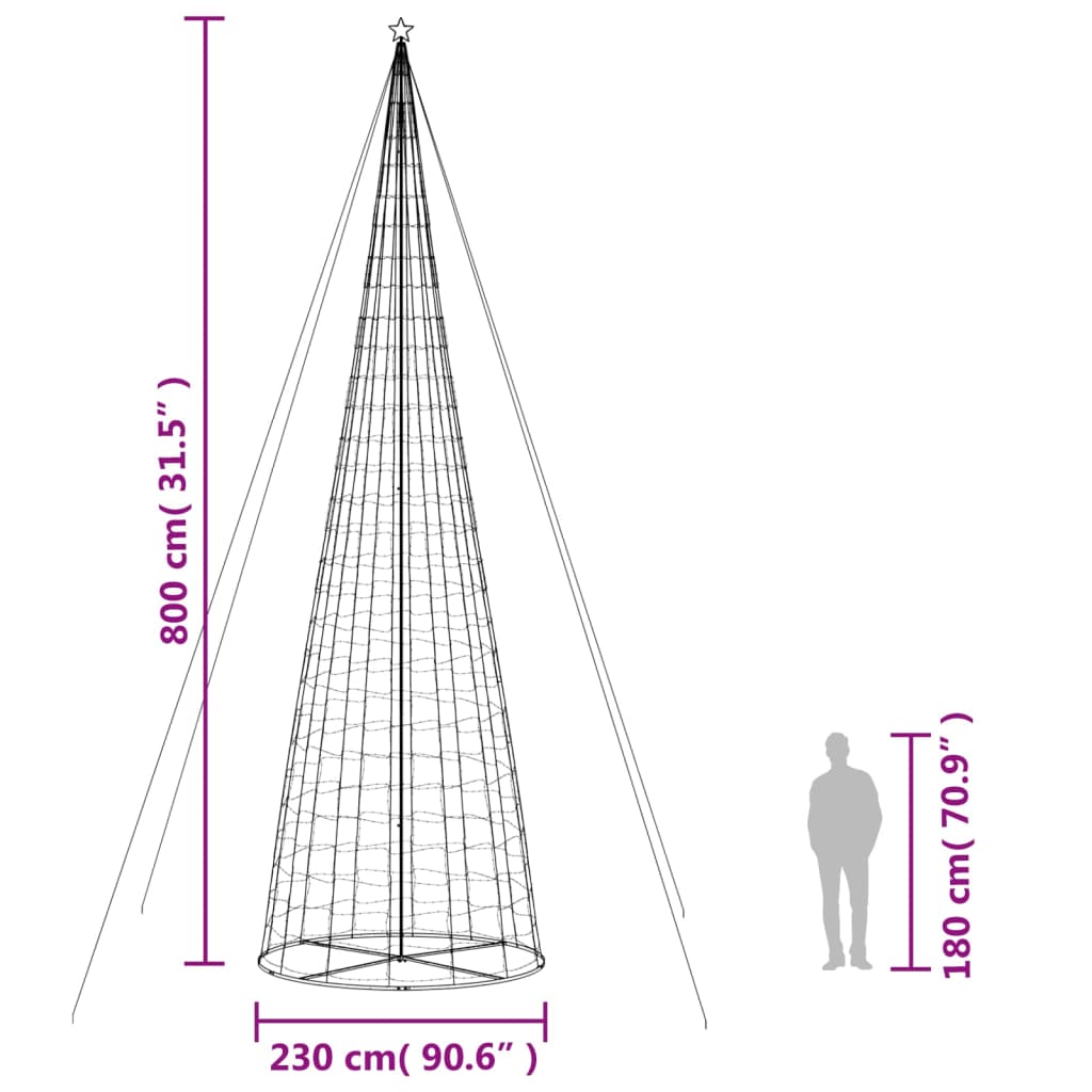 Christmas Tree Light Cone 3020 LEDs Warm White 800 cm